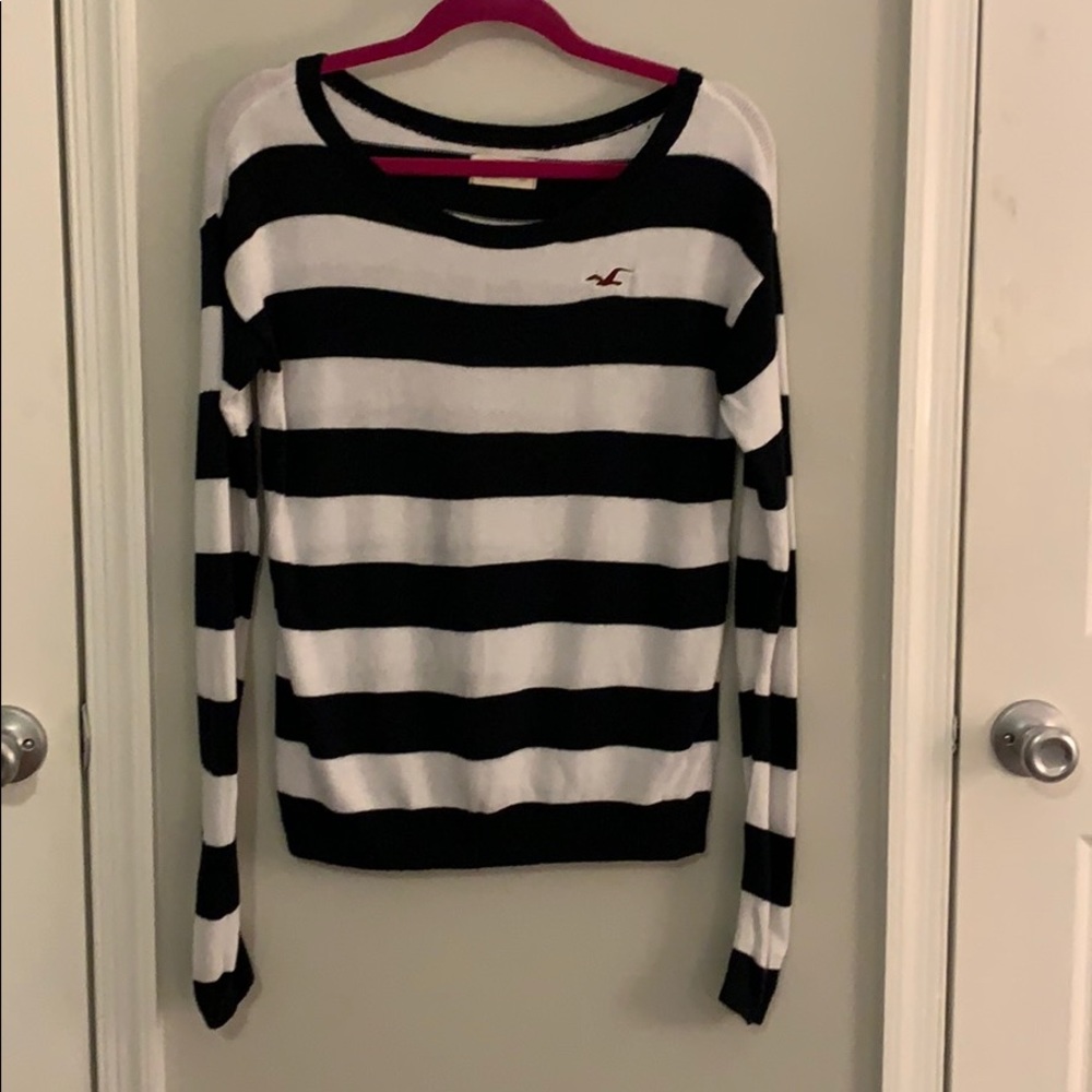 Hollister XS Striped Sweater Navy and White